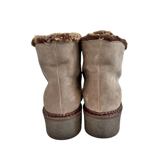 Vicini Suede Fur Lined Boots Ankle Booties Brown Heeled Lace Up Size 38 7.5 - Picture 5 of 11
